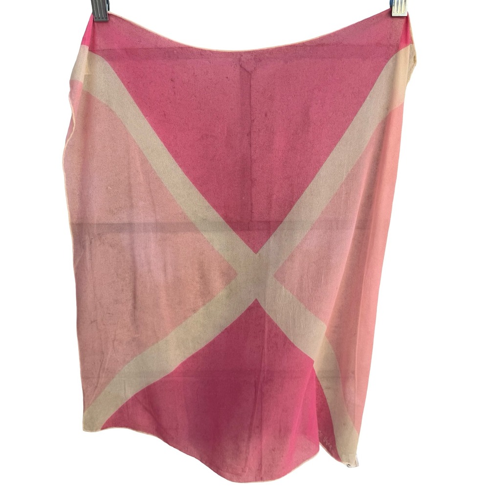 Vera Neumann Verasheer Vintage Scarf Pink Geometric Silk Rayon Hand Rolled Japan